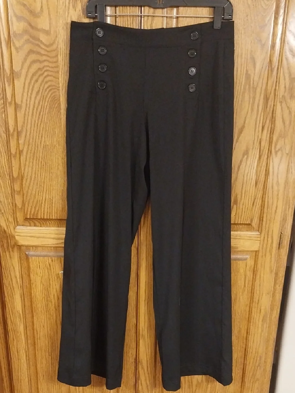 Max Studio NWT Women's High-Rise Sailor Wide-Leg Pants Size 8 Black Coquette
